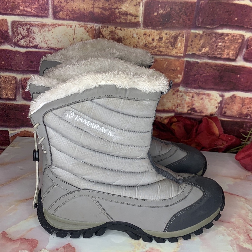 Tamarack Gray mid-calf Fur Lined Quilted Waterproof Snow Boots